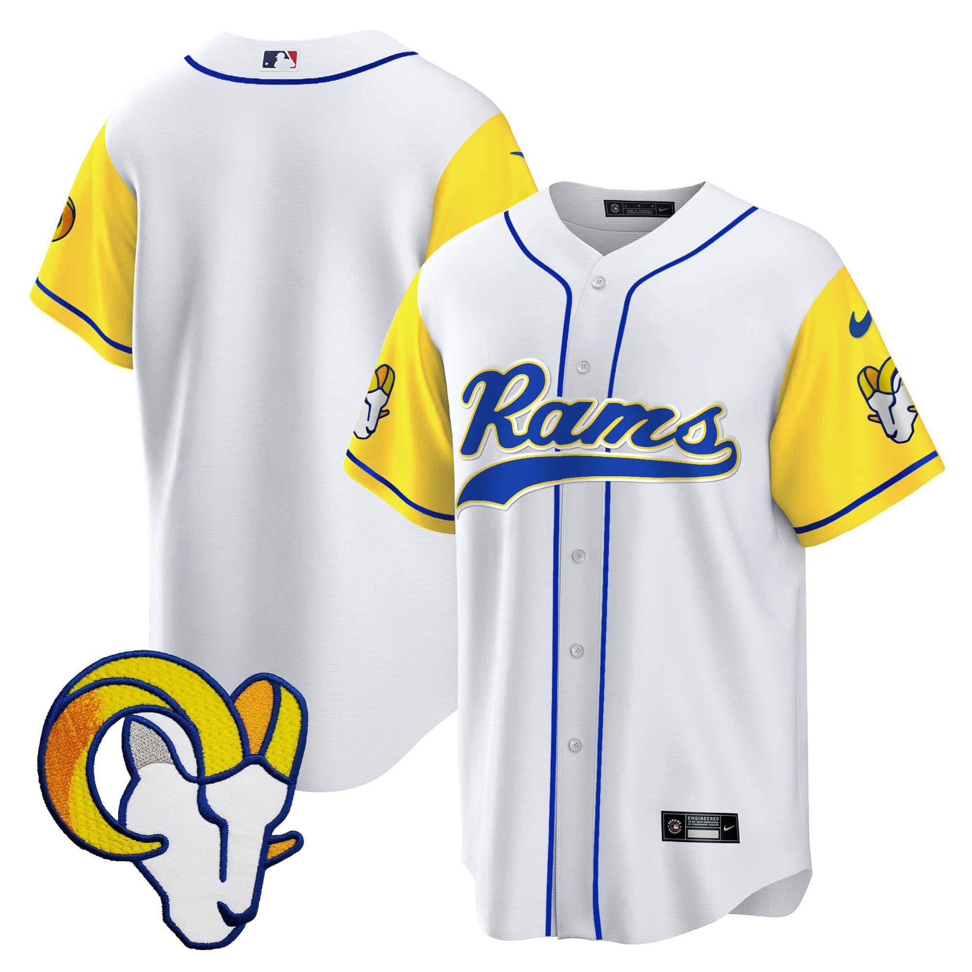 Men Los Angeles Rams Blank White 2024 Nike Baseball NFL Jersey->customized nfl jersey->Custom Jersey